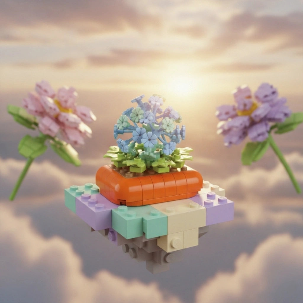 Snowball Building Block (1Pc) with floral background.