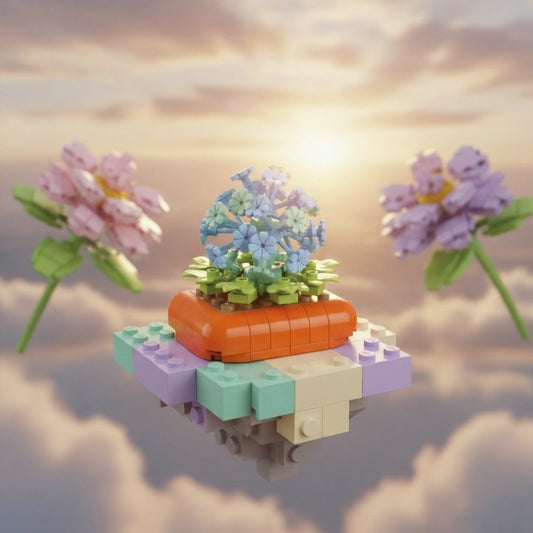 Snowball Building Block (1Pc) with floral background.