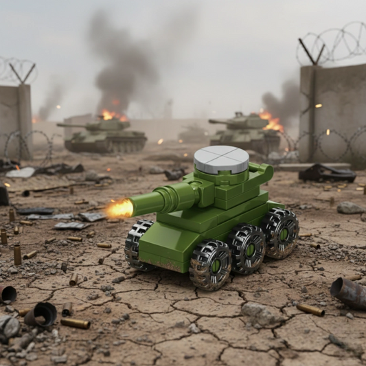 Assault Vehicle Building Block (1Pc) on the battle field background.