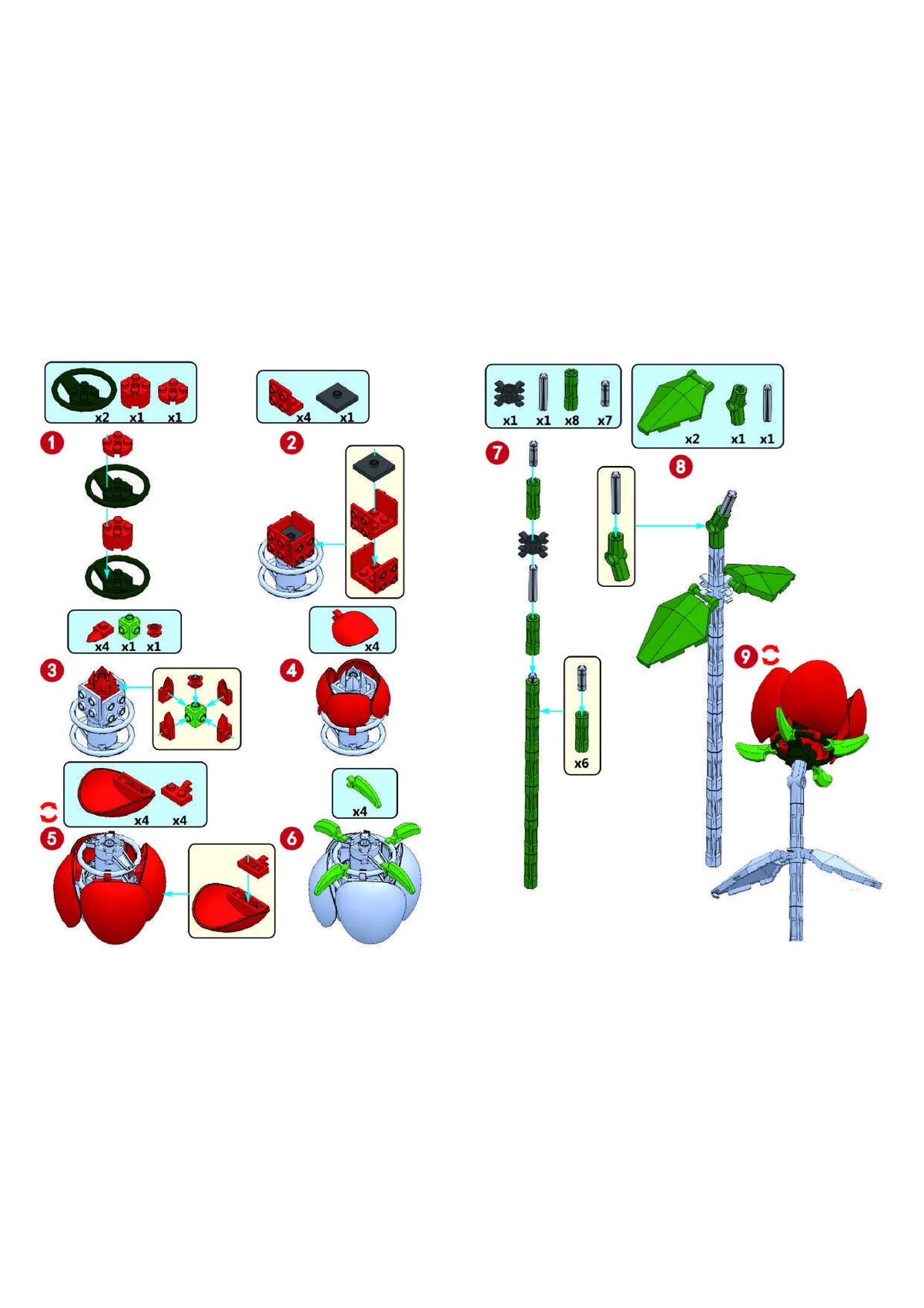 Eternal Red Rose Flower Building Block (1Pc)