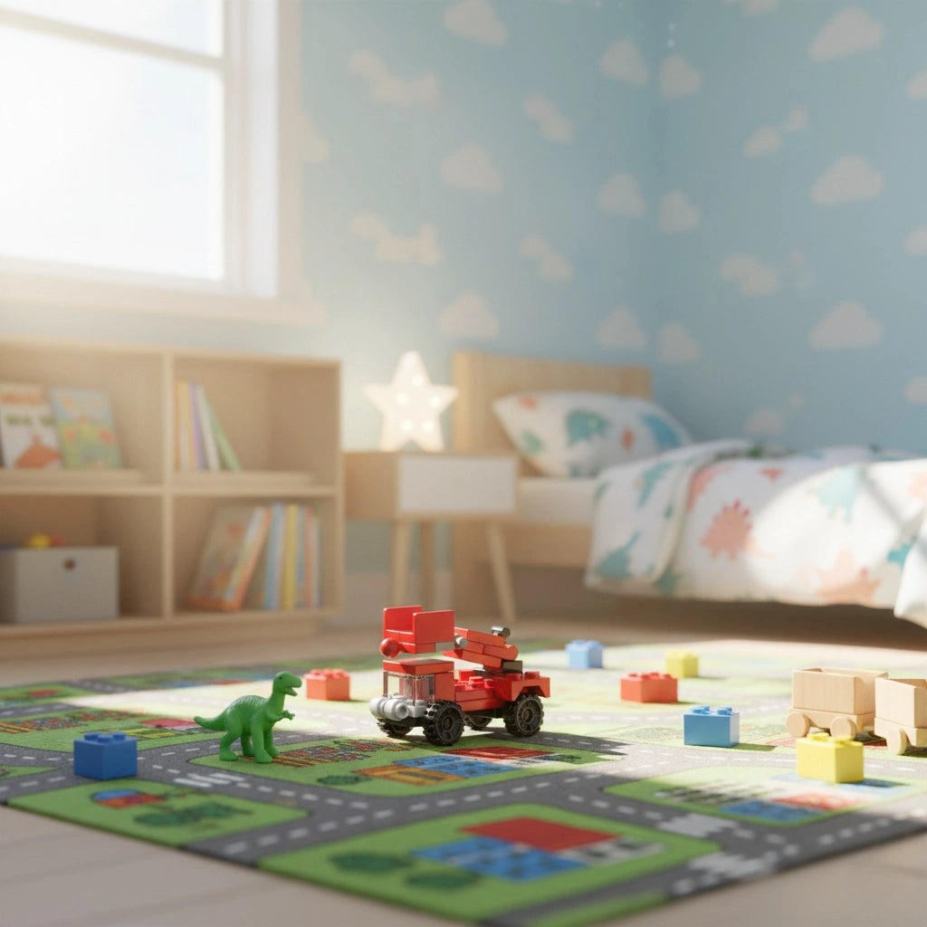Rescue Vehicle Building Block (1Pc) on the room floor.