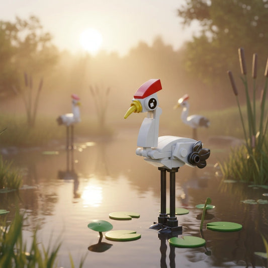 Red-Crowned Crane Building Block (1Pc) in the Lake