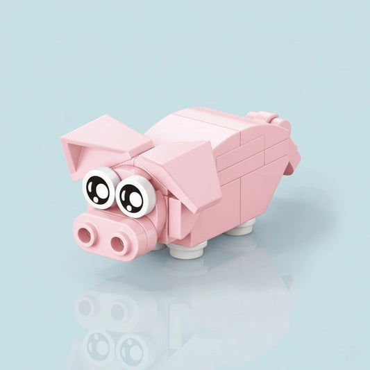 Pig Building Block toy on a light blue background
