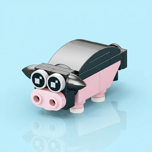 Toy Little Fragrant Pig Building Block with a blue background