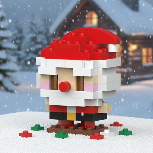 A Santa Claus building block covered with snow