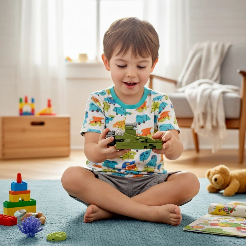 Child's playing with Destroyer Building Block (1Pc)