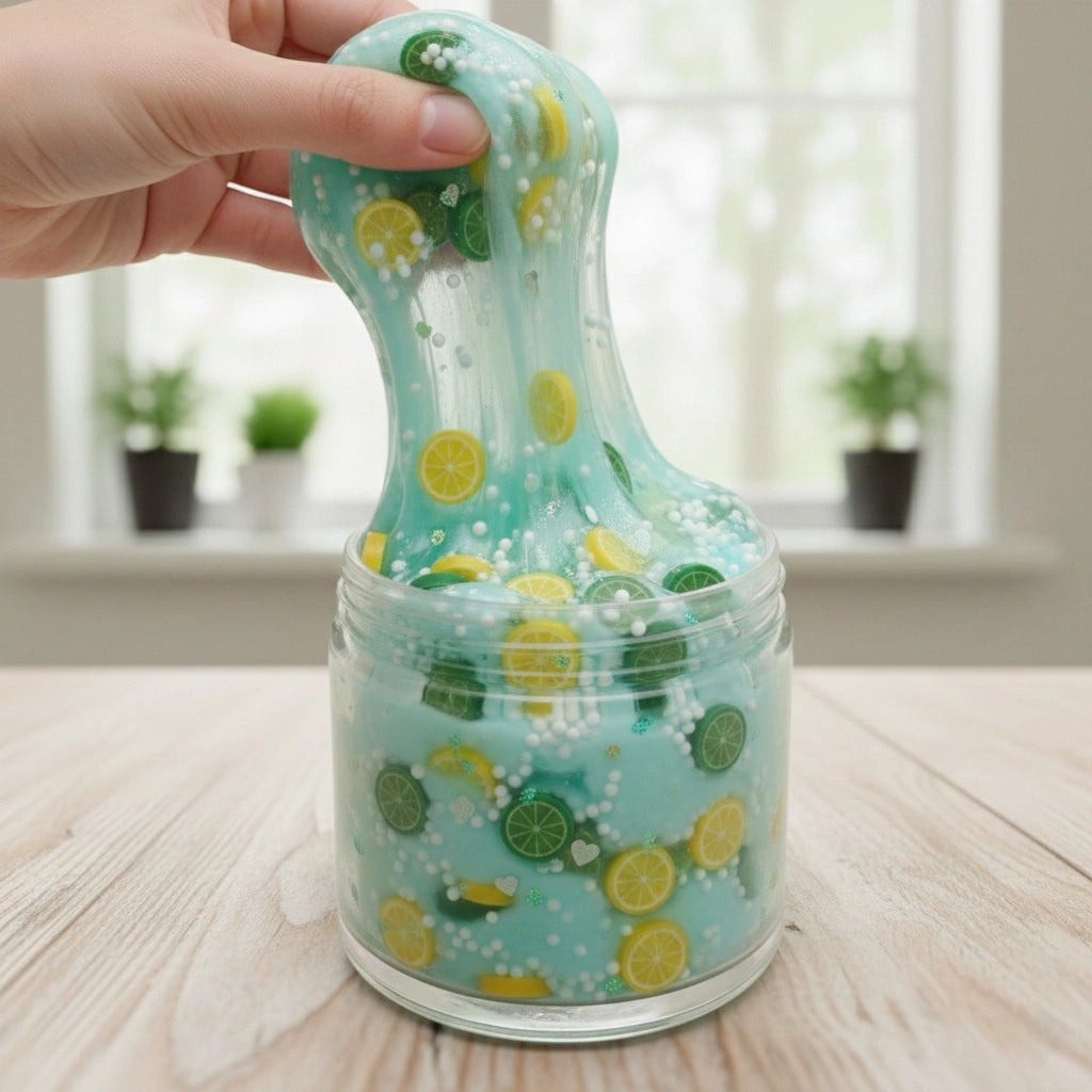 Miniature Polymer Clay Green Orange (10pcs) mix with slime.