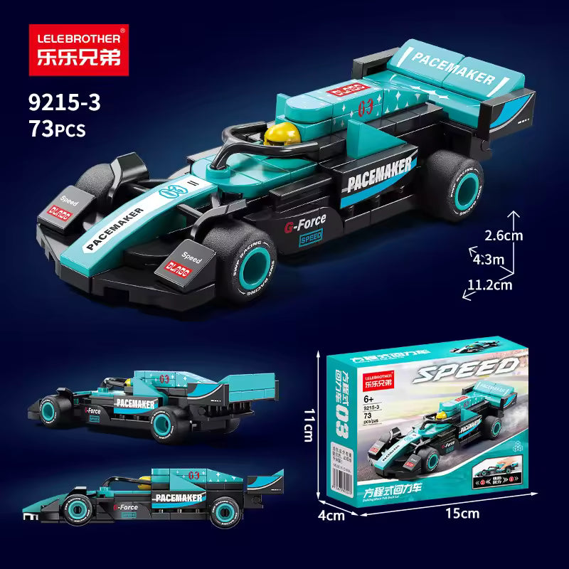 Aqua Grand Prix Racer Vehicle Building Block (1Pc)