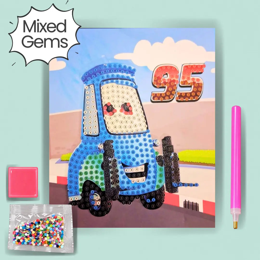 Blue Car Diamond Painting Kit Assorted Gems (1pc)