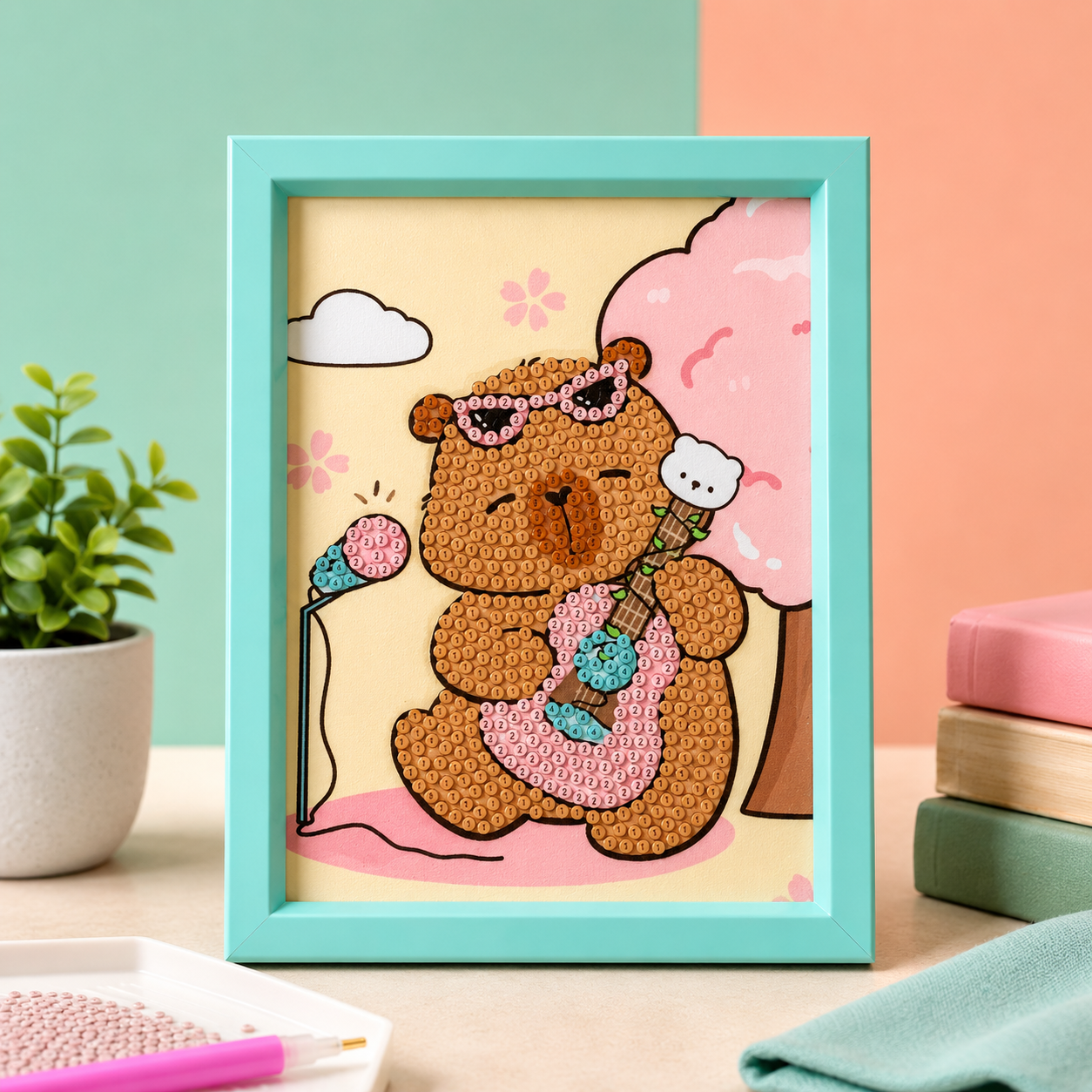 Cute Rockstar Bear Diamond Painting Kit (1Pc)