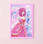 Princess Crystal Queen Diamond Painting Kit (1Pc) on the pink background.