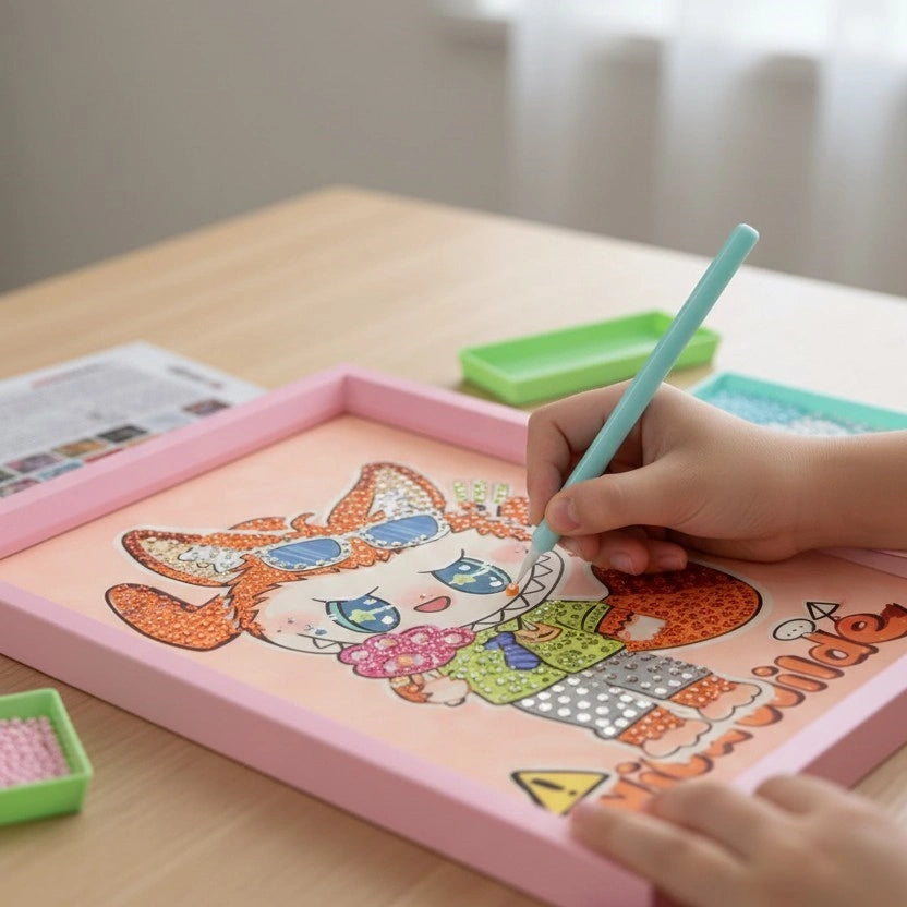Labubu Rebel Diamond Art Painting Kit (1Pc) as a DIY craft.