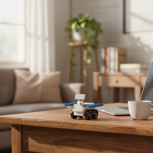 Solar Survey Space Rover Building Block (1Pc) on the sofa desk.