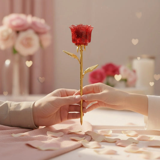 Crystal Red Rose Flower Building Block (1Pc) sharing with lovely partner.