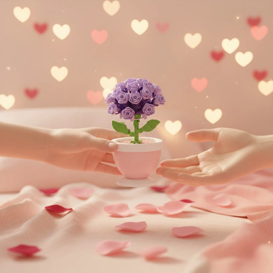 Sharing of Lavender Rose Bouquet Pot Flower Building Block (1Pc) on special occasion.
