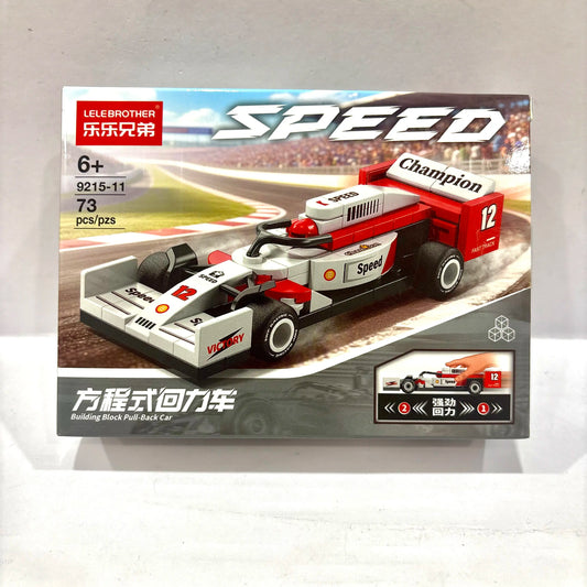 White Red Grand Prix Racer Vehicle Building Block (1Pc)
