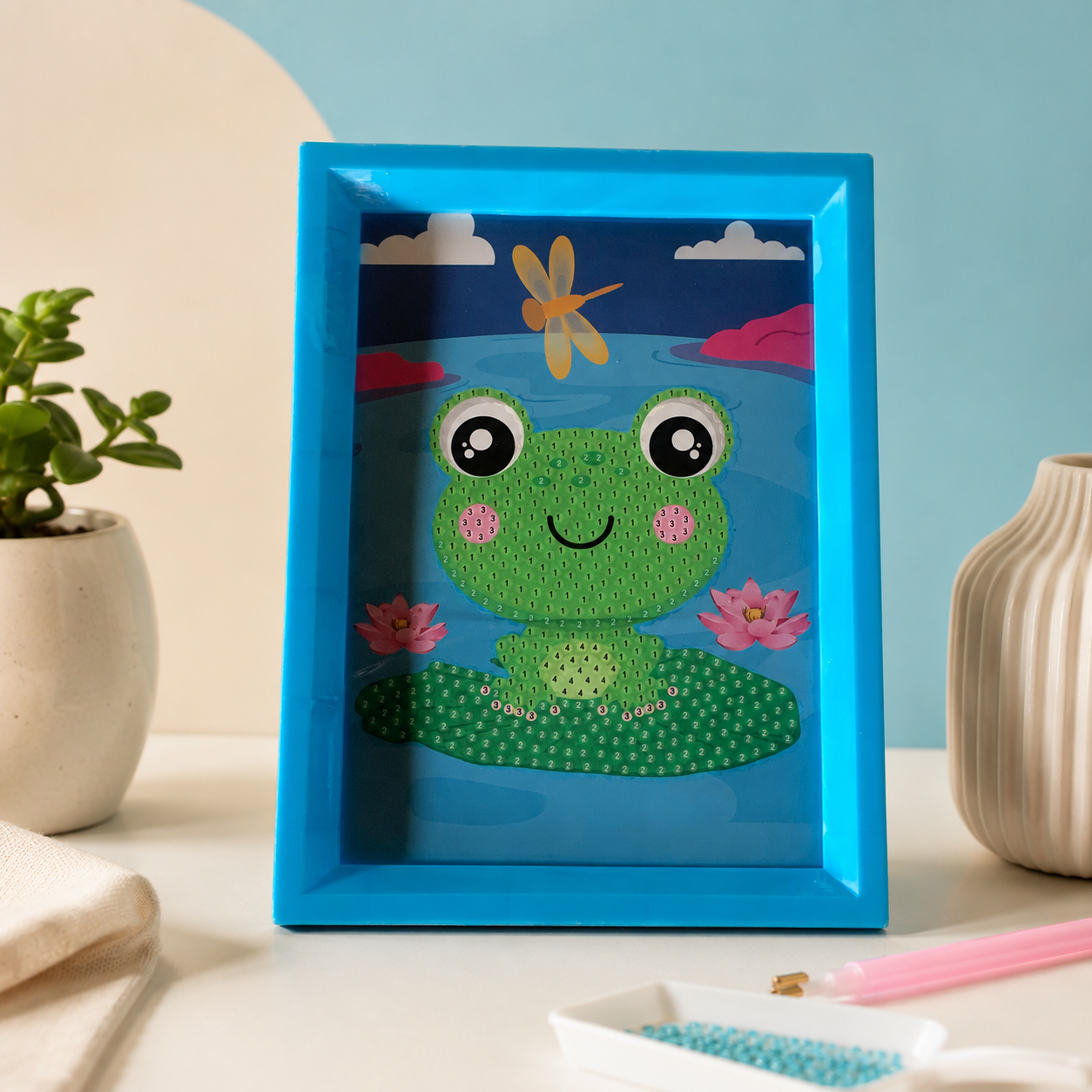 Lotus Pond Frog Diamond Painting Kit (1Pc)