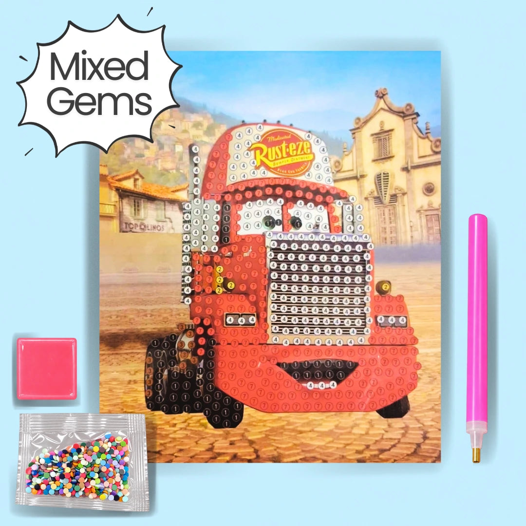 Red Truck Diamond Painting Kit Assorted Gems (1pc)