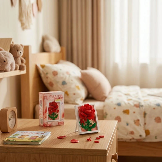 Red Rose Flower Frame Building Block (1Pc)