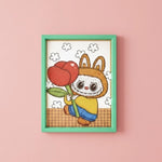 Labubu Rose Diamond Art Painting Kit (1Pc) on the pink background.