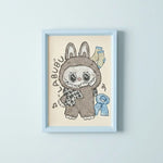 Labubu Cozy Diamond Art Painting Kit (1Pc) on the blue background.