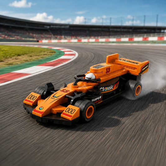 Orange Grand Prix Racer Vehicle Building Block (1Pc)