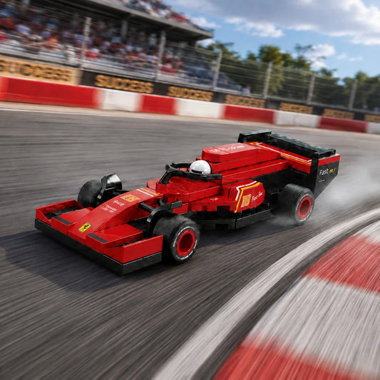 Red Grand Prix Car Vehicle Building Block (1Pc)