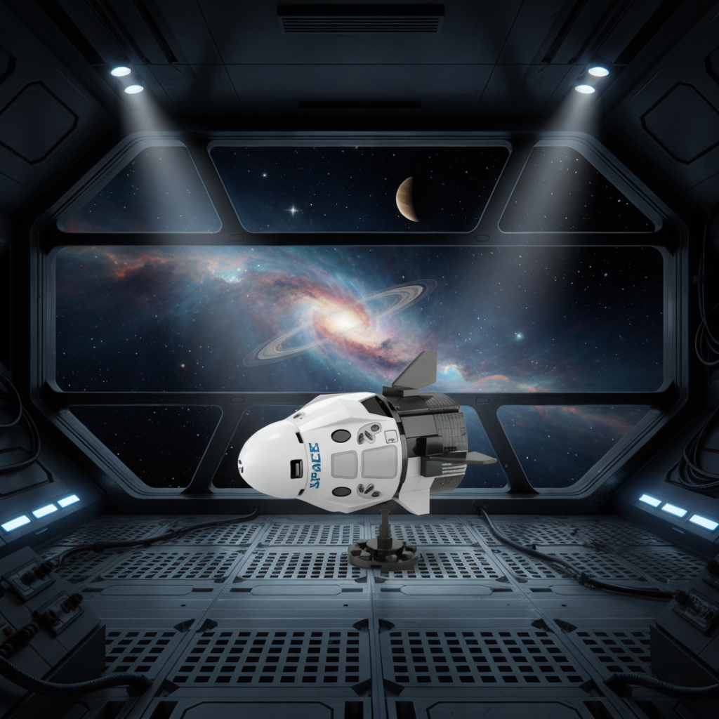 SpaceX Dragon Building Block (1Pc) in the space background.