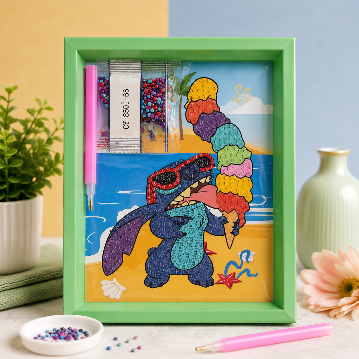 Beach Ice Cream Stitch Diamond Painting Kit (1Pc)