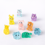 Collection of Miniature Glow Mini Animals on the white background.