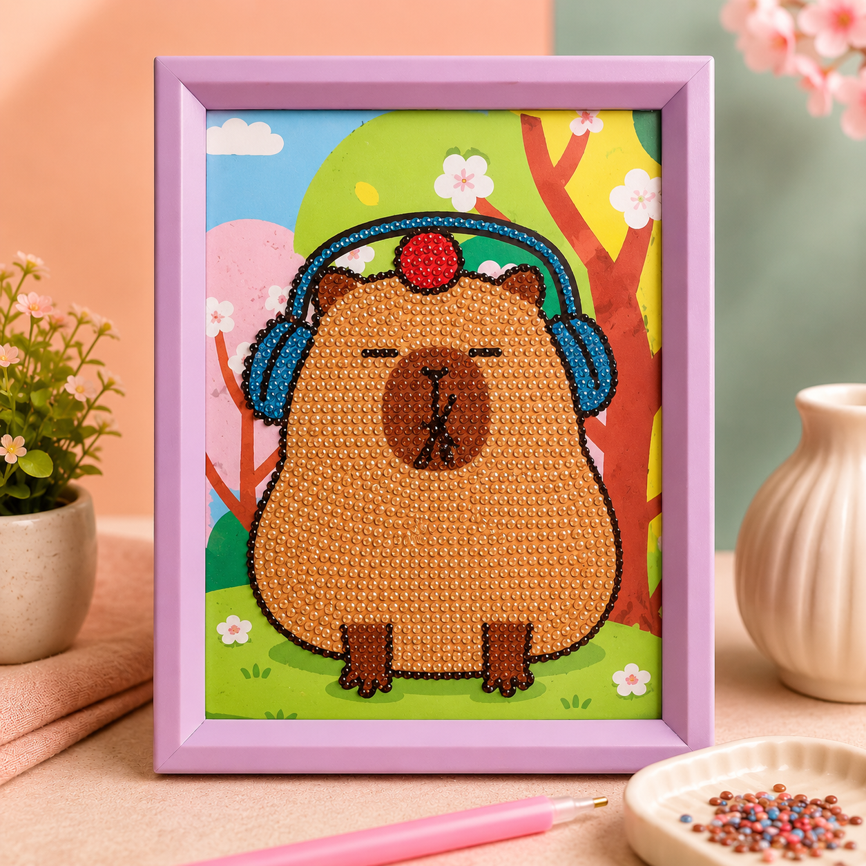 Chill Headphone Bear Diamond Painting Kit (1Pc)