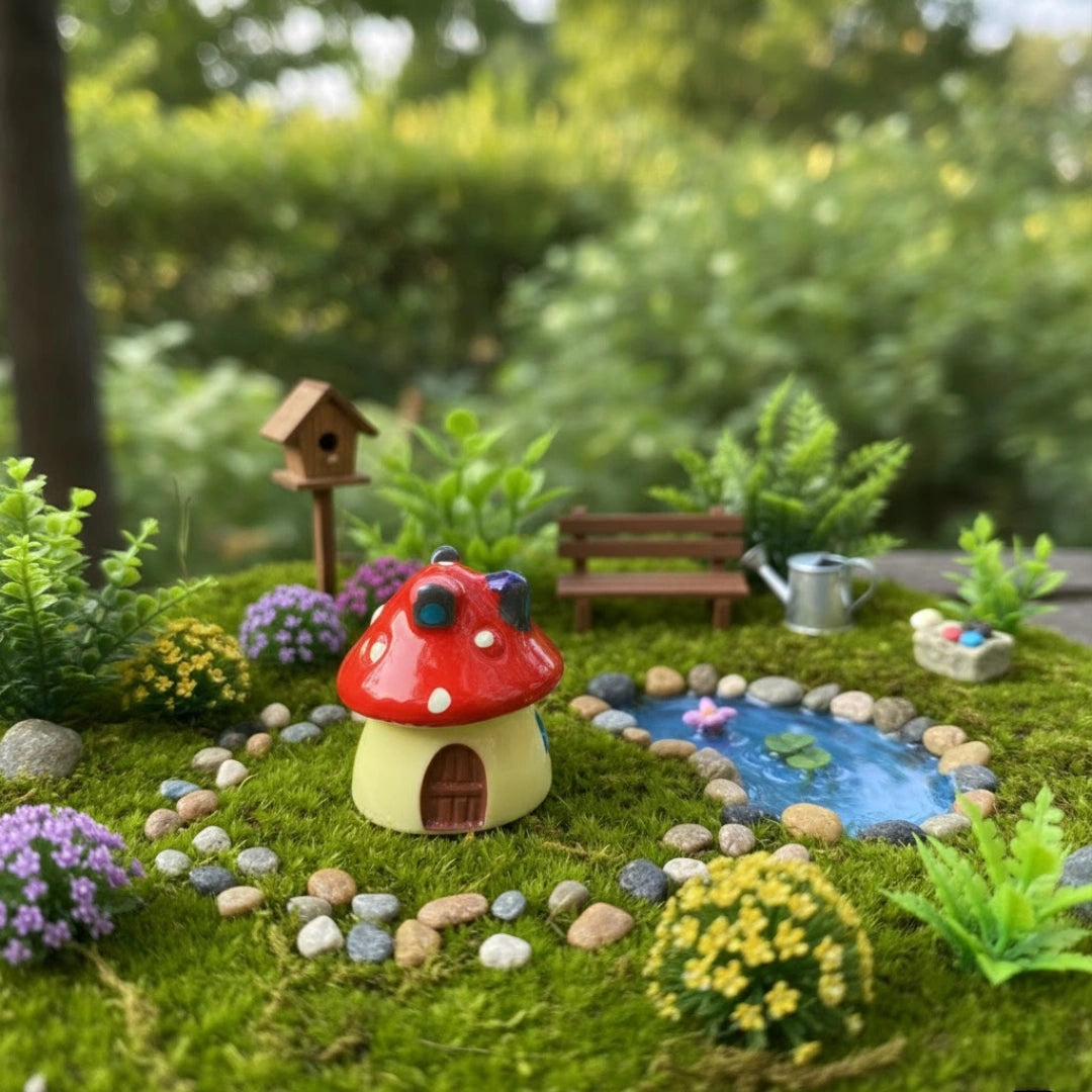 Miniature Mushroom House Assorted (1pc) in the garden theme.