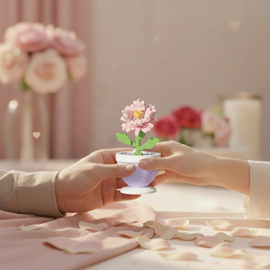 Sharing Blush Pink Bloom Pot Flower Building Block (1Pc) as gift to your partner.