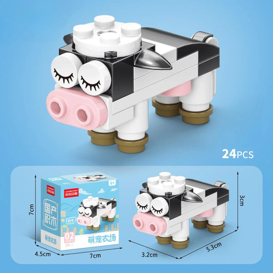 Dimensions and Packaging of Cow building block.