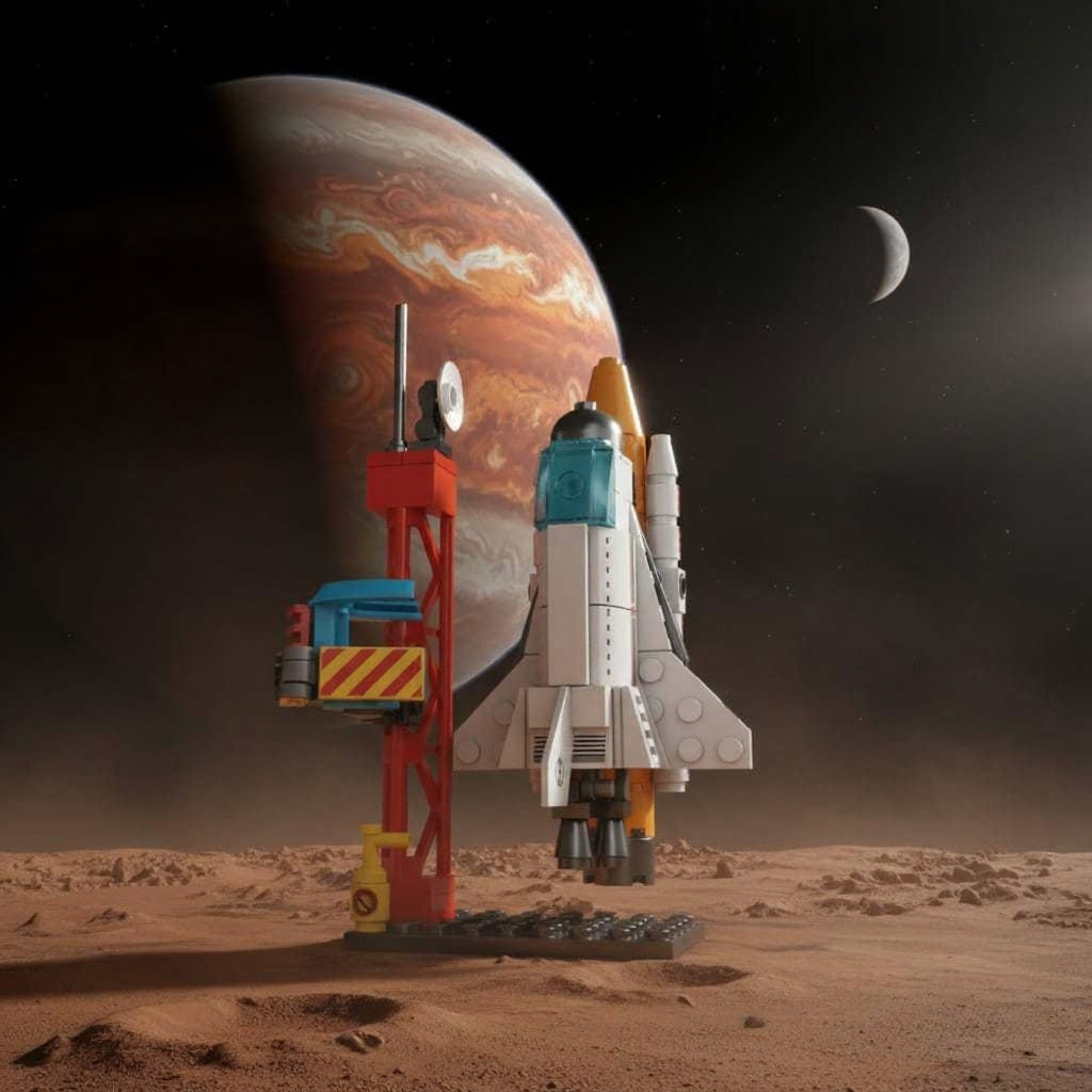 Spacecraft Building Block (1Pc) with the planet background.
