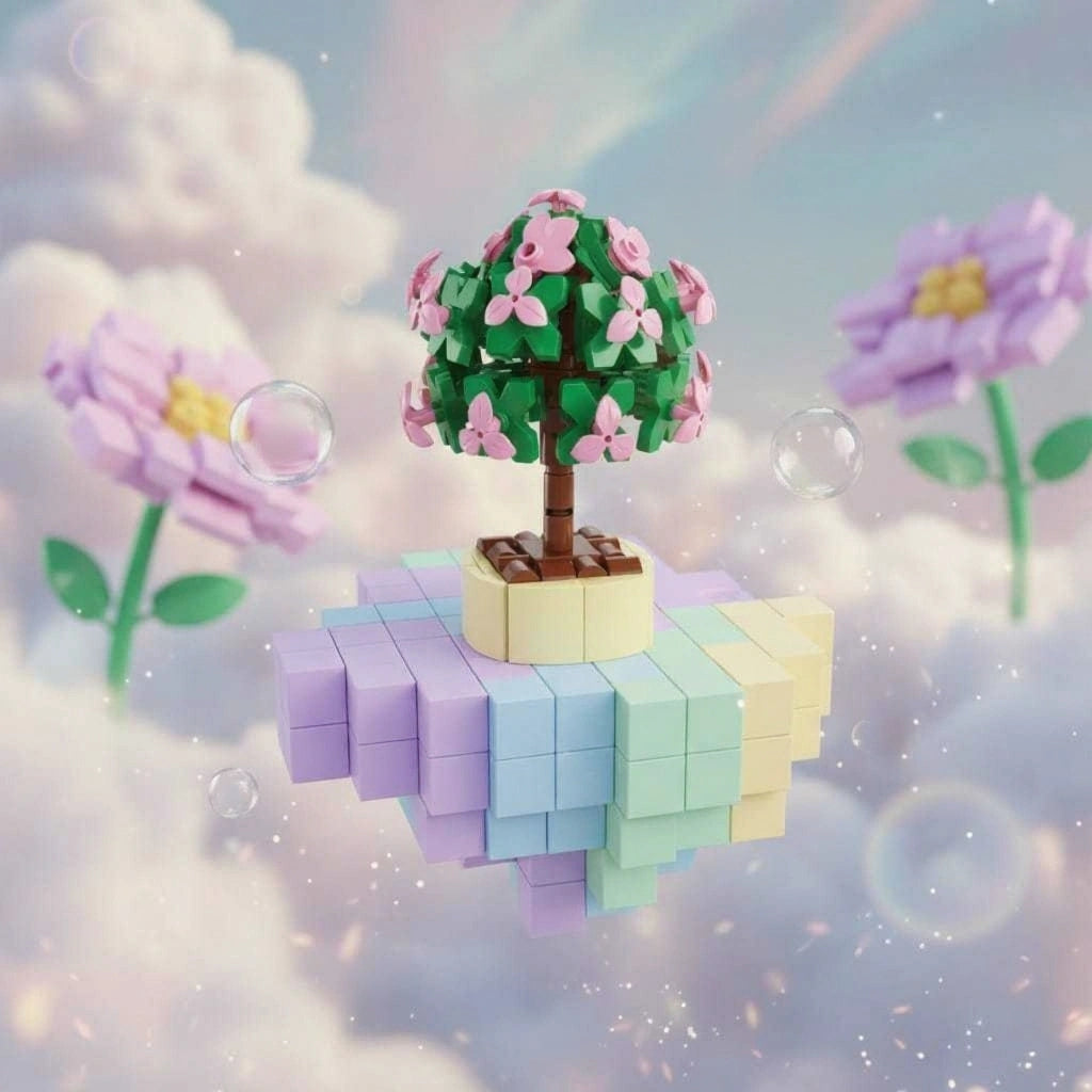 Portulacaria Afra Building Block Toy Plant(1pc) with cute cloudy background.