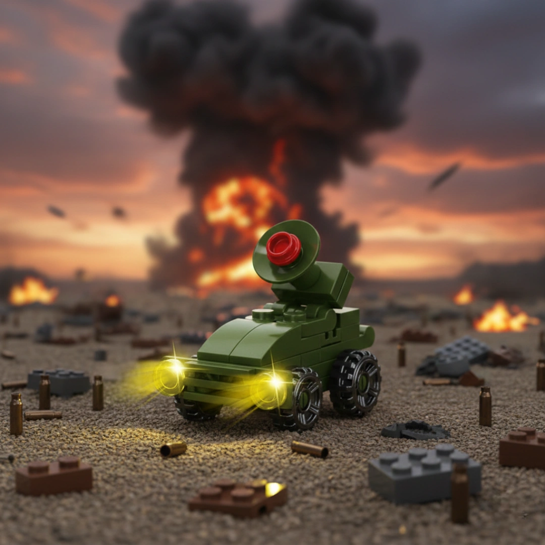 Signal Vehicle Building Block (1Pc) on the battle field background.