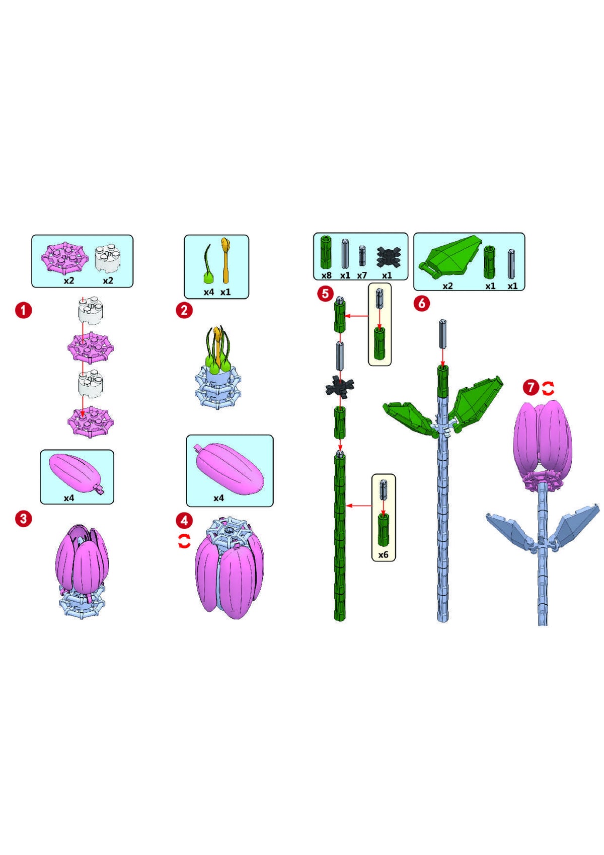 Purple Tulip Flower Building Block (1Pc)
