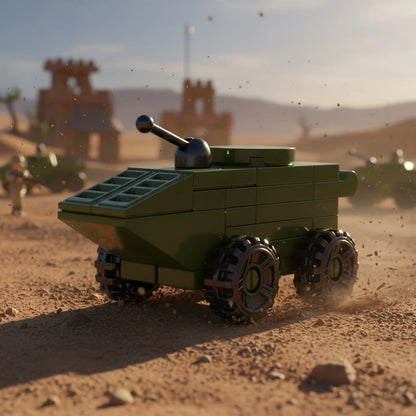 Light Tank Building Block (1Pc) on the battle field background.