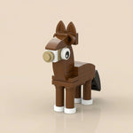 Toy Donkey Building Block made of interlocking bricks on a beige background