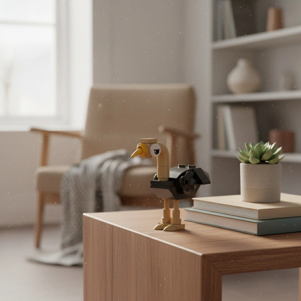 Ostrich Building block on the table.