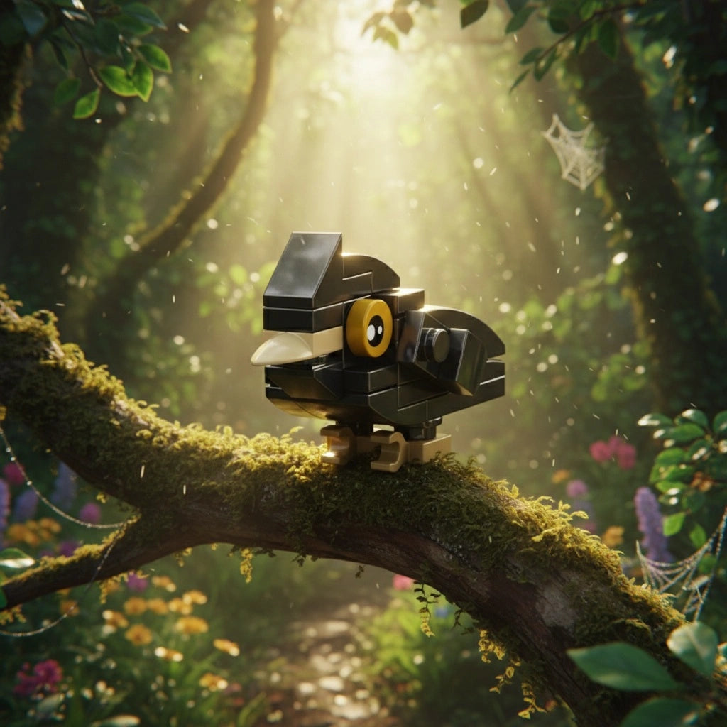 Crow Building Block (1Pc) in the forest.