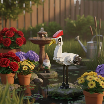 Red-Crowned Crane Building Block (1Pc) in the garden