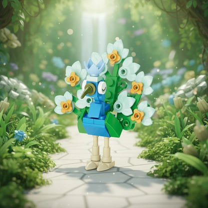 Peacock Building Block (1Pc) in the forest background.