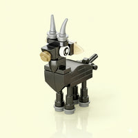 Toy figure made of interlocking bricks on a beige background