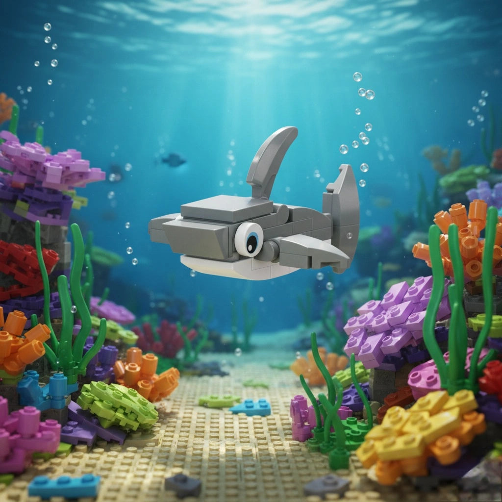 Shark Building Block (1Pc) under the sea.