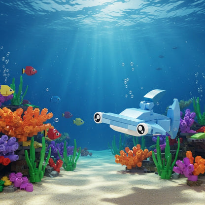 Hammer Shark Building Block (1Pc) in the ocean.