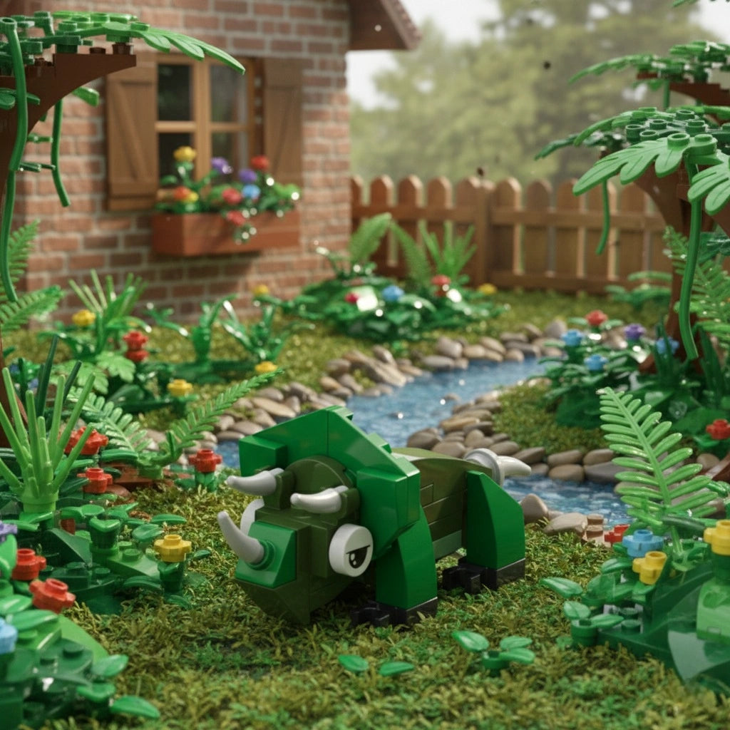Tricera Building Block (1Pc) in the garden.