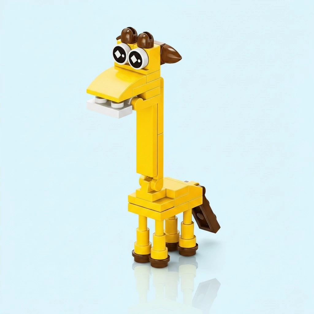 Toy giraffe Building block on a light blue background