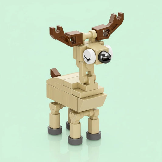 Toy Elk Building Block made of interlocking bricks on a light green background
